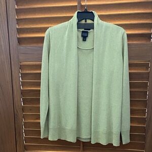 Eileen Fisher Silk Cashmere Twin Set Pale Celery Green Cardigan Shell Small S